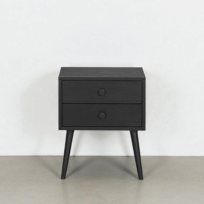 NTC Lux Nightstand with 2 Drawers, Featuring Adaptable Design, 150 lbs Load Capacity, Water-Resistant, Elevate Your Space, Easy Assembly - Burnt Black by NTC