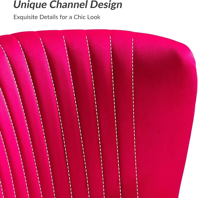 HULALA HOME 3 Piece Velvet Living Room Furniture Set, Modern Comfy Upholstered Chair Set with Golden Legs, include Loveseat & 2 Accent Chairs for Bedroom, FUCHSIA Tufted 2-Seater Sofa & Armless Chairs