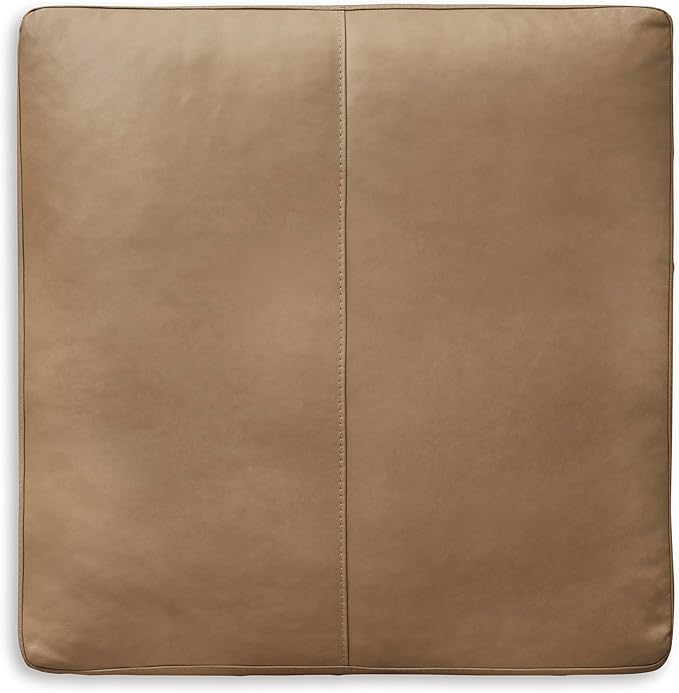 Signature Design by Ashley Bandon Contemporary Leather Match Upholstered Oversized Accent Ottoman, Light Brown