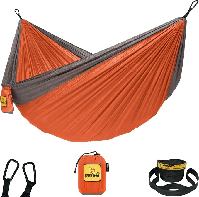 Wise Owl Outfitters Camping Hammock – 500lbs Portable Hammock with Tree Straps - Travel, Backpacking, Hiking, Outdoors Camping Gear - Single or Double by WiseOwlOutfitters