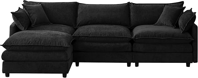 105" Oversized Modular Cloud Sectional Sofa Free Convertible L-Shaped Corner Sectional with Movable Ottoman, Chenille Upholstered Multiple Cushions Cloud Sofa Couches | Easy to Assemble
