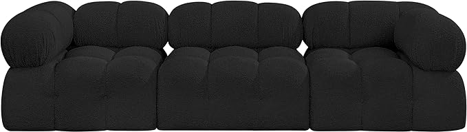 Meridian Furniture 611Black-S102A Ames Collection Modern | Contemporary Modular Sofa with Rich Black Boucle Fabric, Modular to Create Infinite Configurations, 102" W x 34" D x 28" H, Black