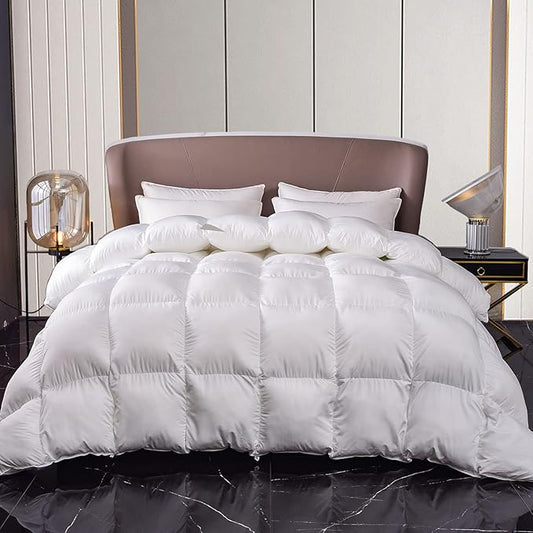 MH MYLUNE HOME Down Alternative Comforter King Size, Winter Warm Duvet Insert Fluffy Bed Comforter Insert White Baffle Box Stitched with Corner Tabs, King