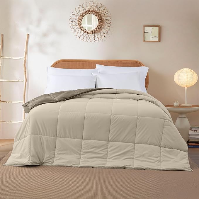 Modern Threads Down Alternative Reversible Comforter Taupe/Champagne Twin