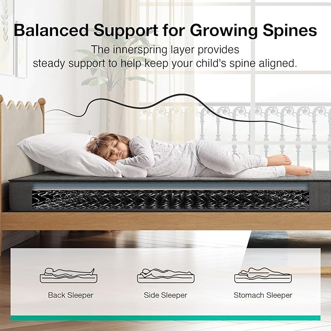 Novilla Twin Mattress for Kids,6 Inch Hybrid Twin Size Mattress with Bonnell Coil & Gel Memory Foam Layer for Pressure Relief & Breathable Construction Mattresses in a Box CertiPUR-US Certified