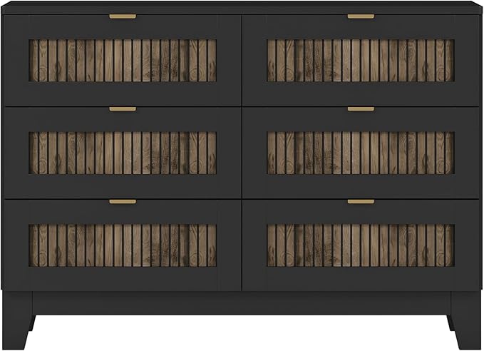 4 Piece Bedroom Furniture Set,Farmhouse Queen Size Platform Bed with Wooden Strip Decoration,2 Storage Nightstand and Dresser with Metal Handles,Wood Bedroom Furniture Set for Home,Bedroom,Black