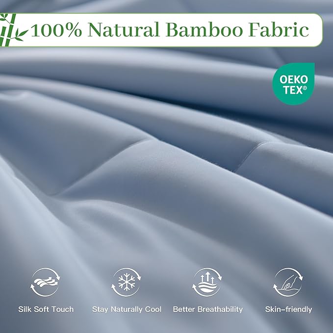 NEXHOME PRO 100% Viscose from Bamboo Comforter Queen Size - Ultra-Soft, Breathable, Lightweight All-Season & Summer Duvet Insert, Natural Temperature Regulating for Cooling Sleep