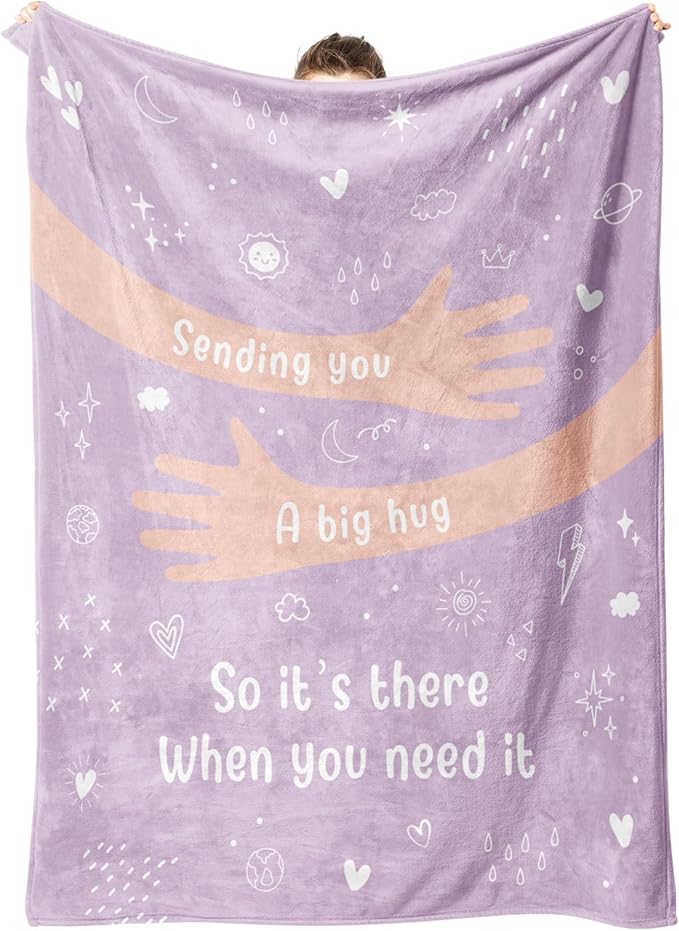 Afterprints Get Well Soon Gifts for Women Men, Hug/Healing Blanket, Thinking of You/Cancer Care/Sympathy/After Surgery Gifts for Friends, Sister, Coworkers, Soft Throw Blankets 50'' x 60''