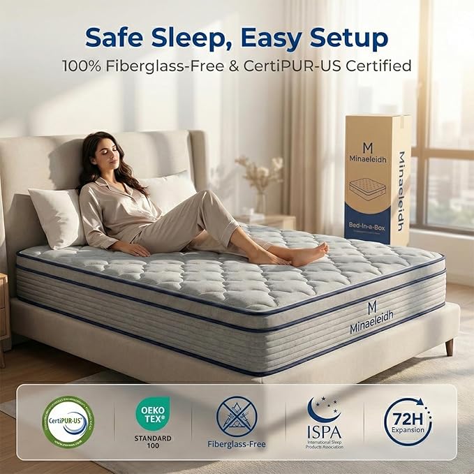 Full Size Mattress 12 Inch, Medium Firm Boxed Hybrid Mattress, Cooling Gel Memory Foam & Motion Isolation Pocket Coils, 350lbs+ Edge Support, Fiberglass-Free, 365-Night Trial, for Couples, Guest Room