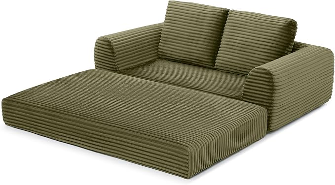 Foldable Boneless Love Seat Couches in a Box, Modern Floor Foam Sleeper Sofa Bed 2-in-1 Convertible Cloud Sofa for Home Apartments Bedroom