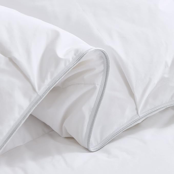 Alanzimo All Season Oversized King Size 120x98 Goose Down Feather Fiber Comforter - Luxury Medium Warmth White Hotel Style Fluffy Down Feather Comforter Duvet Inserts with 8 tabs-Pinch Pleat