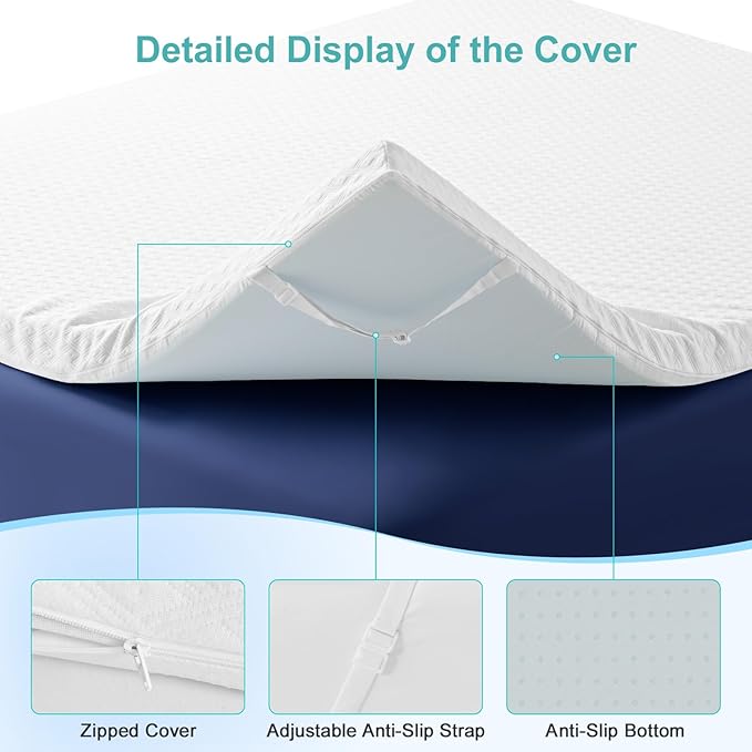 EDILLY 3 Inch Cooling Gel Memory Foam Mattress Topper King Size,with Removable & Washable Bamboo Cover,Soft Breathable Mattress Pad,Bed Topper for Back Pain Relief (76x80)