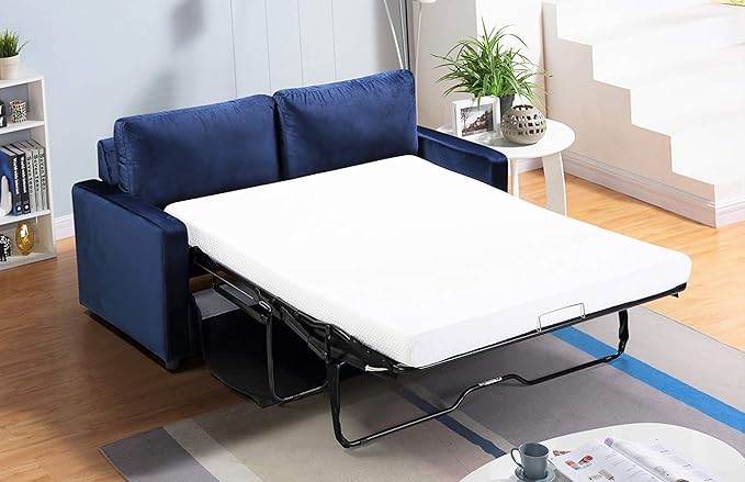 Rosina Convertible Sleeper Sofa with Innerspring Mattress and Durable Metal Frame, 500 lb Capacity, Mid-Century Velvet Pull Out Couch Bed, 70" Wide, Full Size, Cobalt Blue