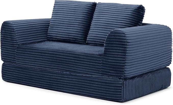 Foldable Boneless Love Seat Couches in a Box, Modern Floor Foam Sleeper Sofa Bed 2-in-1 Convertible Cloud Sofa for Home Apartments Bedroom