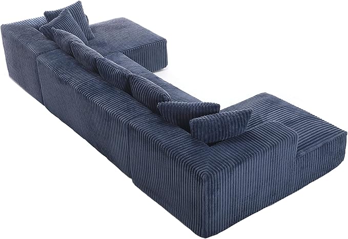 133" Oversized U-Shaped Modular Sectional Sofa, No Assembly Required Floor Couch, Memory Foam Cloud Sofa with 10 Lumbar Pillows, Corduroy Upholstery | Breathable material, Non-Slip, Wider Armrest