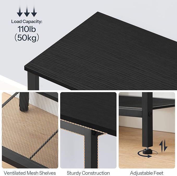 HOOBRO TV Stand with Charging Station to 55 Inches, LED Entertainment Center, Media TV Console Table with Open Storage Shelving for Living Room, Bedroom, Black BB122UDDS01 - Image 7
