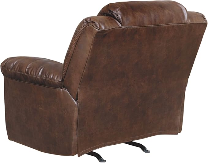 Signature Design by Ashley Stoneland Faux Leather Power Rocker Recliner, Dark Brown