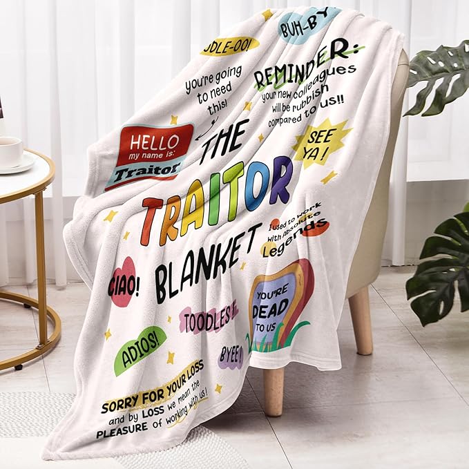 Farewell Gifts for Coworkers, Coworker Leaving Gifts for Women, Men - Traitor Blanket 80" X 60", Goodbye&Going Away Gifts for Coworkers, Work Besties Gift, Leaving Gift for Teacher Nurse Boss Friends