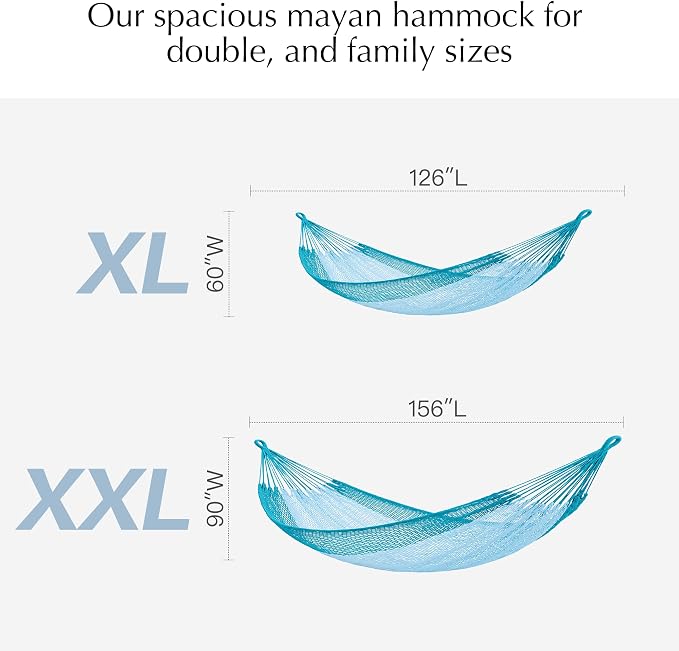 PNAEUT Handwoven Mayan Hammock, Thick Soft Rope Double Hammock for Outdoor Outside & Indoor, 600 lbs Capacity Heavy-Duty, Includes Tree Straps, Carabiners & Carrying Bag (Pine Lake, X-Large) - Image 6