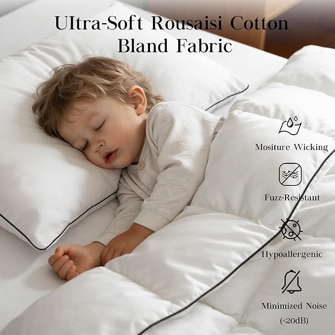Down Fiber Comforter Oversize King Size,Premium Ultra-Soft Breathable Comforter High Fill Power White Duvet Insert,All Season Hotel Luxury Bedding Comforters (White/All Season, Queen (U.S. Standard))