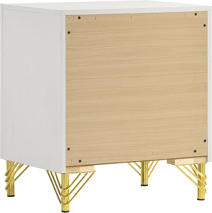 Coaster Home Furnishings - Lucia - 4-Piece Bedroom Set with Upholstered Bed and Gold Finish Trim Accent - Modern Classic - Bedroom - Beige & White - 224731Q-S4