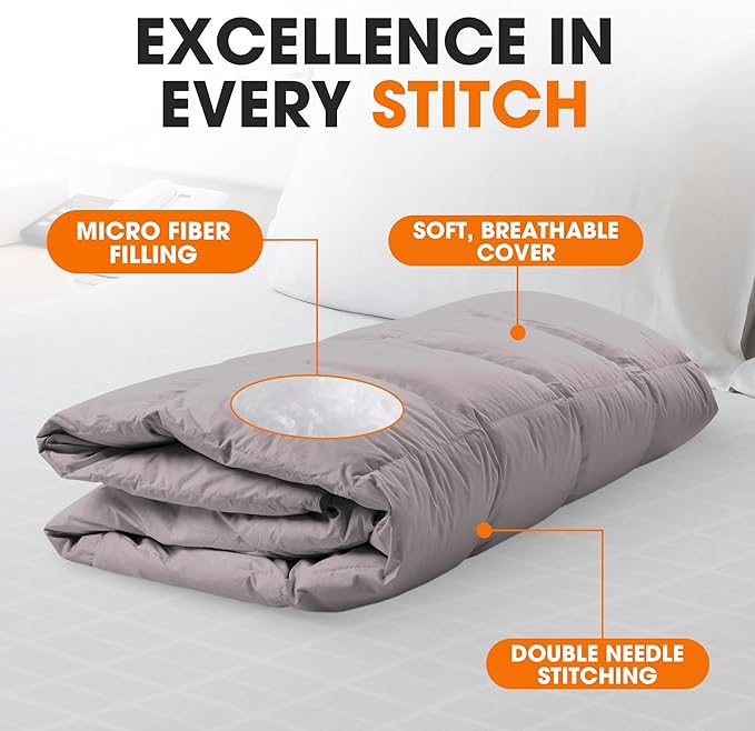 Cheer Collection Down Alternative Comforter - Soft, Fluffy, and Warm King Size Comforter, Hypoallergenic Duvet Insert, Lightweight Bedding Comforter for All-Season Use, Gray