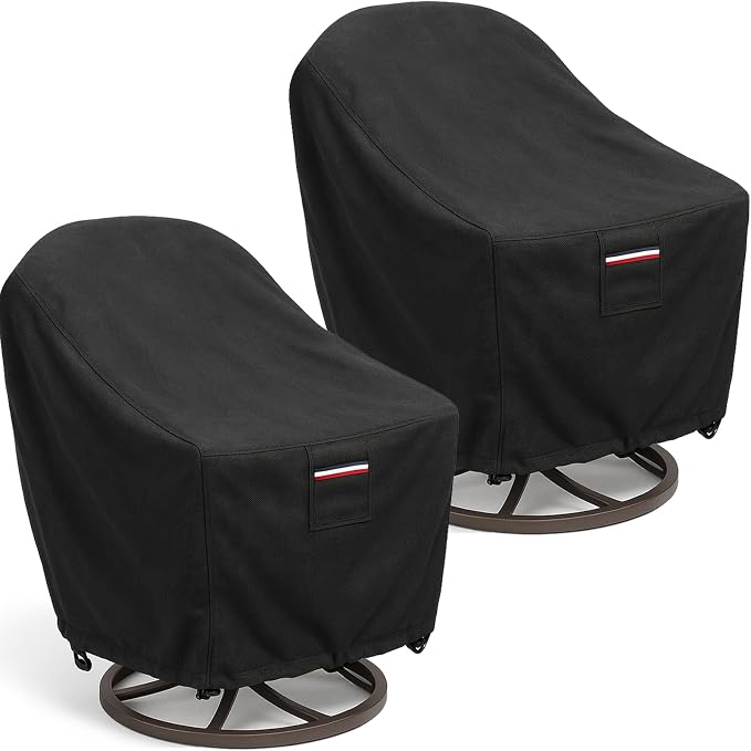Waterproof Patio Chair Covers, 33W x 35D x 36H inches Heavy Duty Outdoor Furniture Protection Cover Weather Resistant 600D Oxford 2-Pack, Black by Unknown