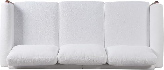 Christopher Knight Home Yadil Teddy Fleece Upholstered 3 Seater Sofa Couch, Wooden Home Sofa Living Room, Comfy Cloud Couch for Bedroom, Home Office, Cream White