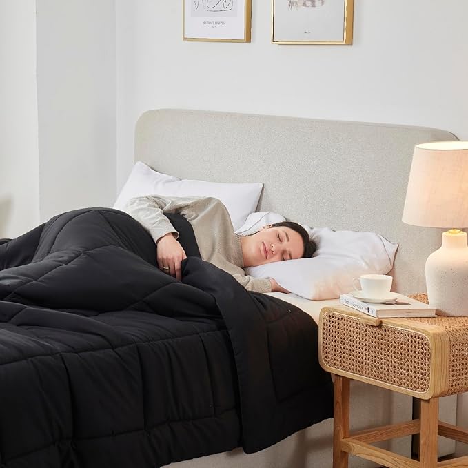 Nestl Comforter, Quilted Down Alternative - All Season Black, Twin Size Duvet Insert with Corner Tabs