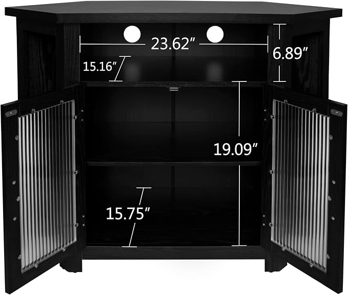 weselon Corner TV Stand for TVs up to 48 Inch, Media Entertainment Center with Storage Shelves and 2 Doors, Console Table Buffet Cabinet for Living Room Bedroom - Image 7