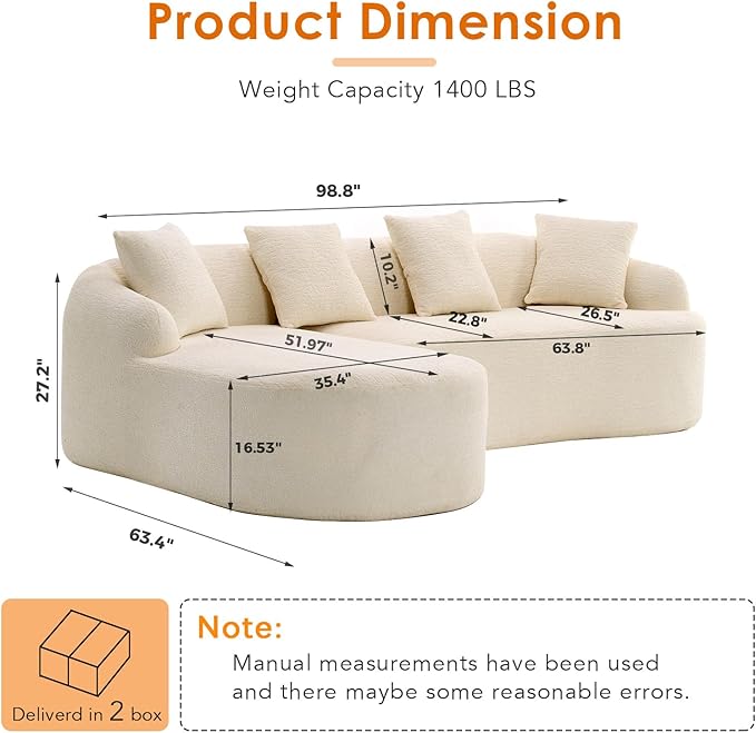 KEIKI L-Shaped Chenille Modular Sectional Couches with Chaise Lounge & 4 Pillows, 3 Seater Oversized Upholstered Luxury Plush Cloud Sofa for Living Room Apartment, Full Sponge Compression