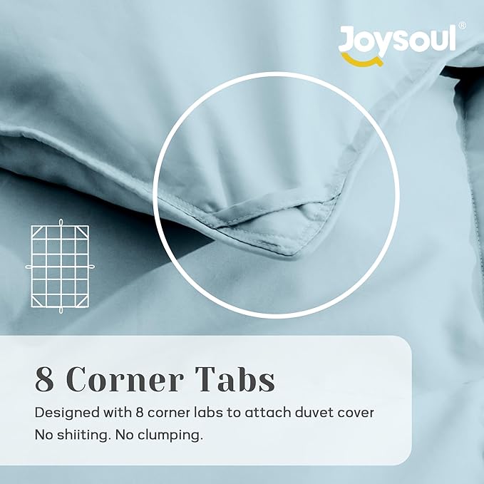 Joysoul Twin Size Down Comforter - All Season Ultra Soft Goose Down & Feather Fiber Fill, Luxury Hotel Blue Duvet Insert with Corner Tabs (68" X 88")
