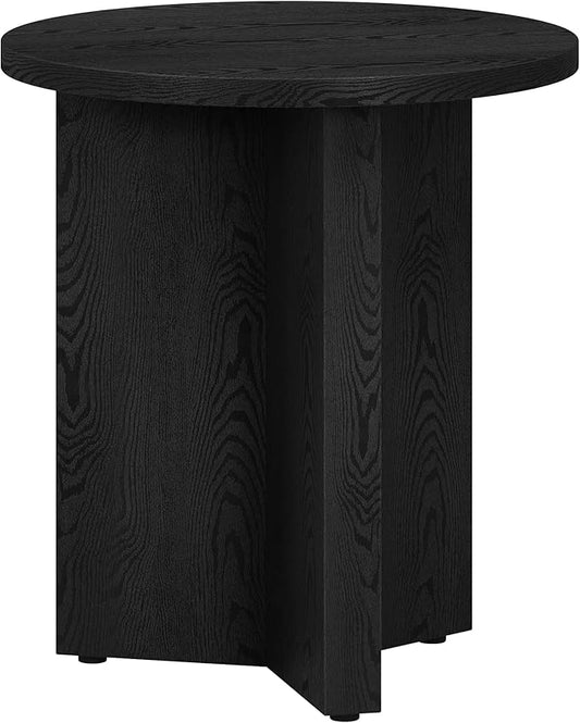 Henn&Hart 20" Wide Round Side Table in Black Grain, for Home, Living Room, Bedroom, Entertainment or Office
