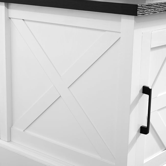 Ball & Cast 24 Inch Farmhouse Nightstand,Wood Bedside Table with Barn Door and Adjustable Storage Shelf, Sofa Side Table End Table for Living Room, Night Stand for Bedroom,White - Image 7