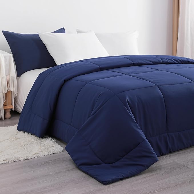 NTBAY King Comforter - Down Alternative Duvet Insert, All Season Bedding Quilted with Corner Tabs, Machine Washable, Soft Comforter Only, Navy Blue