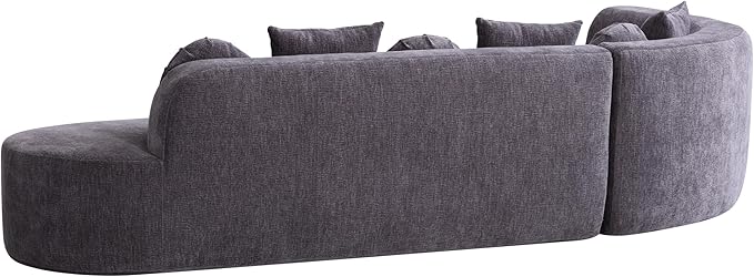 123" Boneless Modular Sectional Sofa, Modern Curved L-Shaped Cloud Foam Couch with High Density Sponge & Pocket Spring, Chenille Fabric, Non-Assembly Frameless Floor Sofa for Living Room | Plush, Wider Armrest