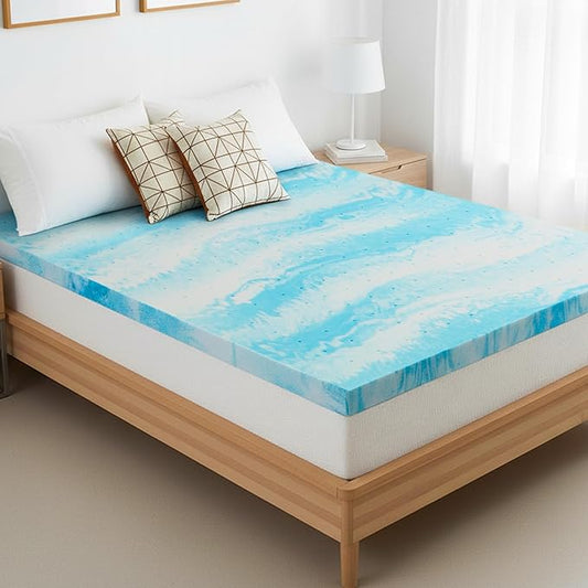 4 Inch Queen Mattress Topper, Gel Memory Foam Mattress Pad, Ventilated Bed Topper for Pressure Relief, CertiPUR-US Certified