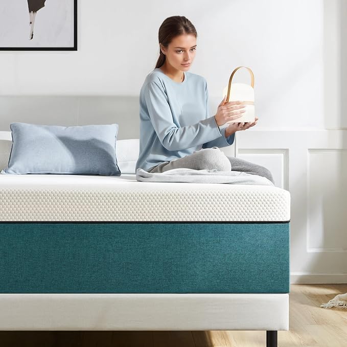 Queen Mattress,12 Inch No Fiberglass Gel Memory Foam Queen Size Mattress in a Box,Pressure Relief with Medium Firm Support,80" X 60" X 12",Medium Firm,Blue