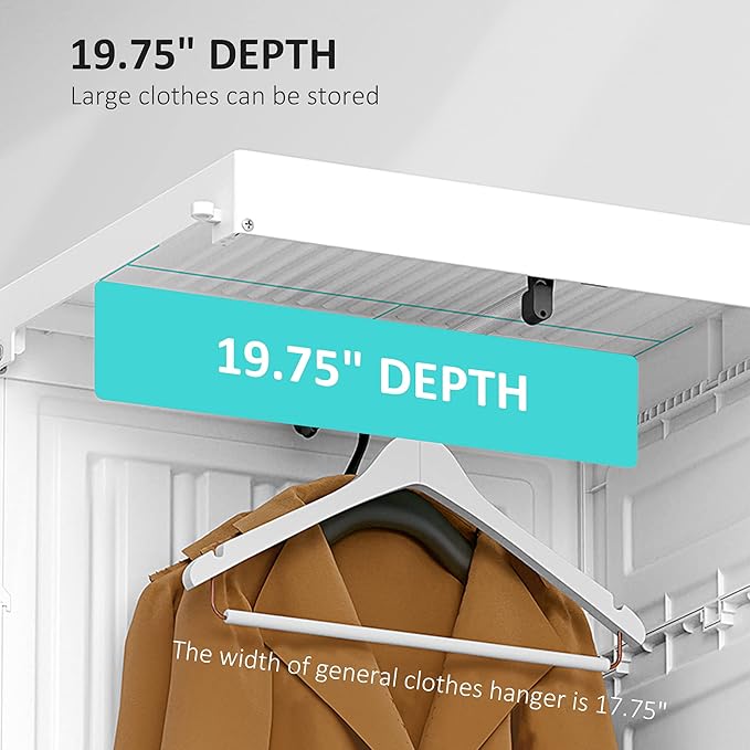 HOMCOM Portable Wardrobe Closet, Folding Clothes Storage Organizer with 6 Cube Compartments, Hanging Rod, 8 Magnet Doors, White