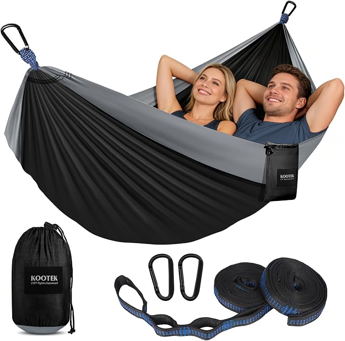 Kootek Camping Hammock, Portable Hammocks with Tree Straps & Attached Carry Bag, Camping Essentials Gear, Perfect for Outside Indoor Hiking Beach Backpack Travel by Kootek