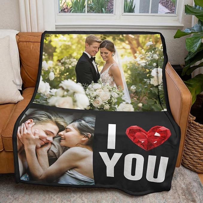 inkArts Custom Blanket with Photos, Personalized Photo Blankets Using My Own Photos, Customized Blankets with Pictures, Personalized Gifts for Women Men Baby Child