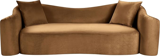 Meridian Furniture 44052Saddle-S Destin Collection Modern | Contemporary Sofa with Ultra Luxe Saddle 460 GSM Velvet, Rich Curves, 91" W x 34.5" D x 31" H, Saddle