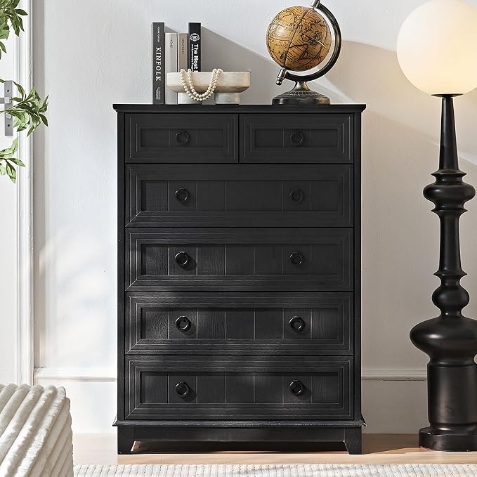 Joaxswe Farmhouse 6 Drawer Dresser for Bedroom, 41" Tall Small Dressers & Chest of Drawers, Rustic Wood Dresser with Metal Handle, Storage Organizer Closet for Living Room, Hallway, Entryway - Image 6