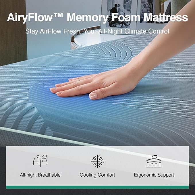 Novilla 14 Inch King Mattress, King Memory Foam Mattress with AiryFlow Cooling System for Cool Night, Pressure Relief, Ergonomic Support for Spinal Alignment, CertiPUR-US Certified, Medium Firm