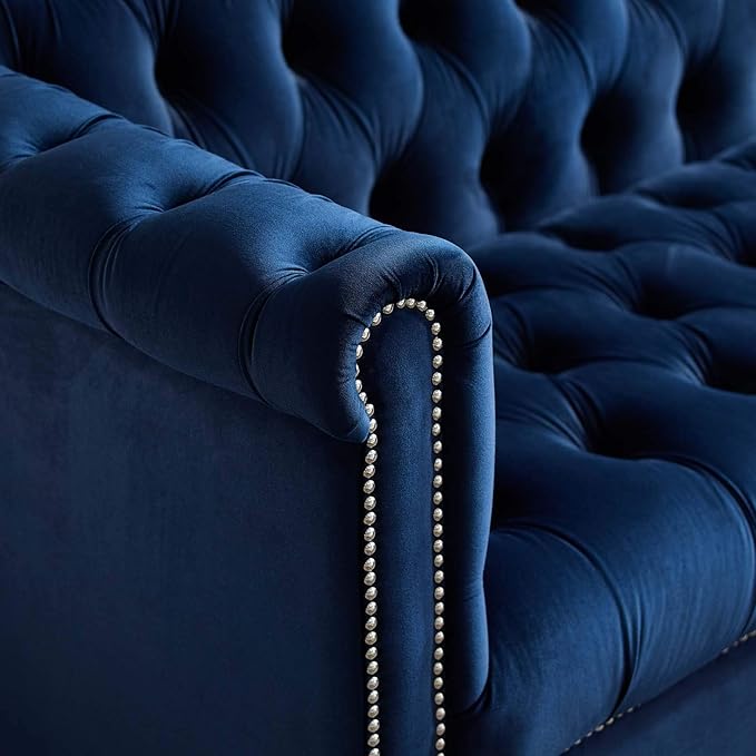Modway EEI-3065-MID Heritage Upholstered Velvet Armchair, Midnight Blue