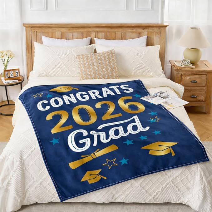 Graduation Gifts Blanket Class of 2026 ?€? Congrats Grad Throw Blanket 50x60 Inch, Classic Graduation Gift for Him Her, Soft Cozy Plush Blanket for College High School Graduate
