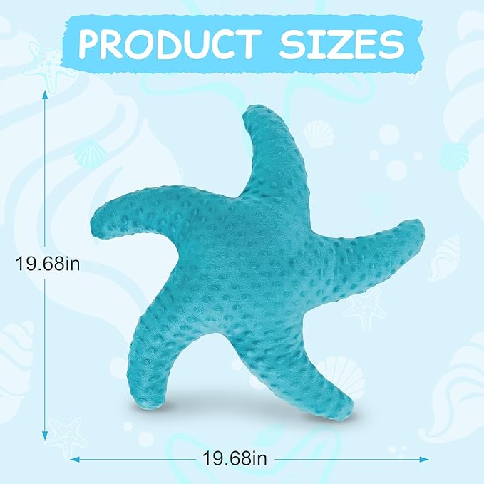 XIAIJIA Starfish Pillow Decorative Throw Pillow, 19.68x19.68 Inch Coastal Beach Pillow, Ocean Decor Beach Themed Room Accent Pillow for Couch Bed Bedroom???Turquoise???