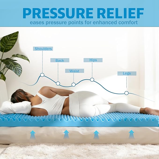 72 * 24 * 3inch Egg Crate Foam Pad Cuttable Egg Carton Foam Padding for Support, Air Circulation, Pressure Relief Weight Distribution,Blue