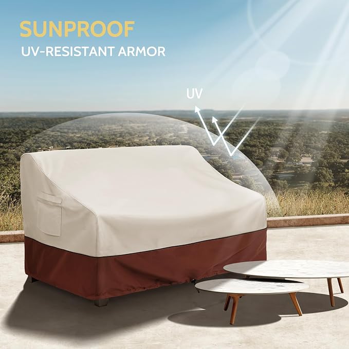 COSFLY Patio Furniture Covers Waterproof for Sofa, Outdoor Loveseat Cover Heavy Duty Fits up to 85W x 37D x 35H inches Brown - Image 7