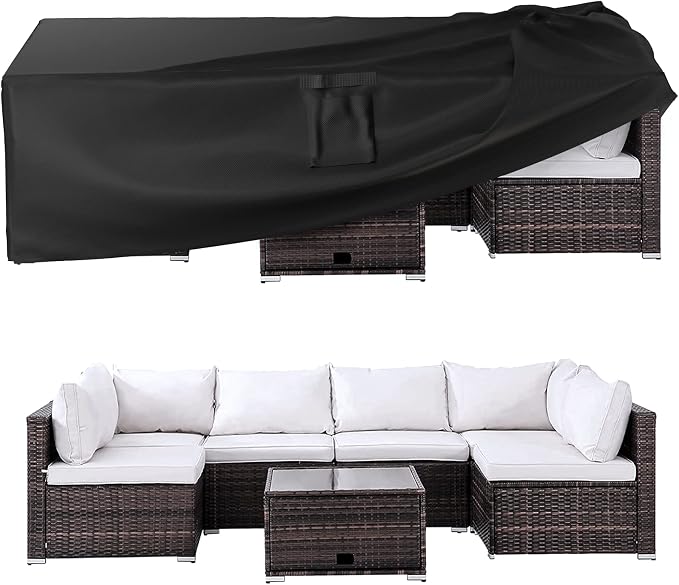 Ruimoy Patio Furniture Covers, Outdoor Furniture Cover Waterproof, General Purpose, Outside Table and Chair Covers, Heavy Duty 600D (108 Inch L x 82 Inch W x 27.9 Inch H) by Ruimoy